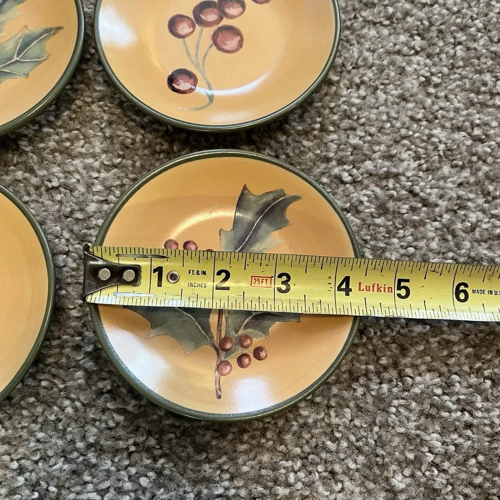 Holiday Harvest Condiment Dishes Tapas Olive Set Of 4 Holly Berry Dessert‎